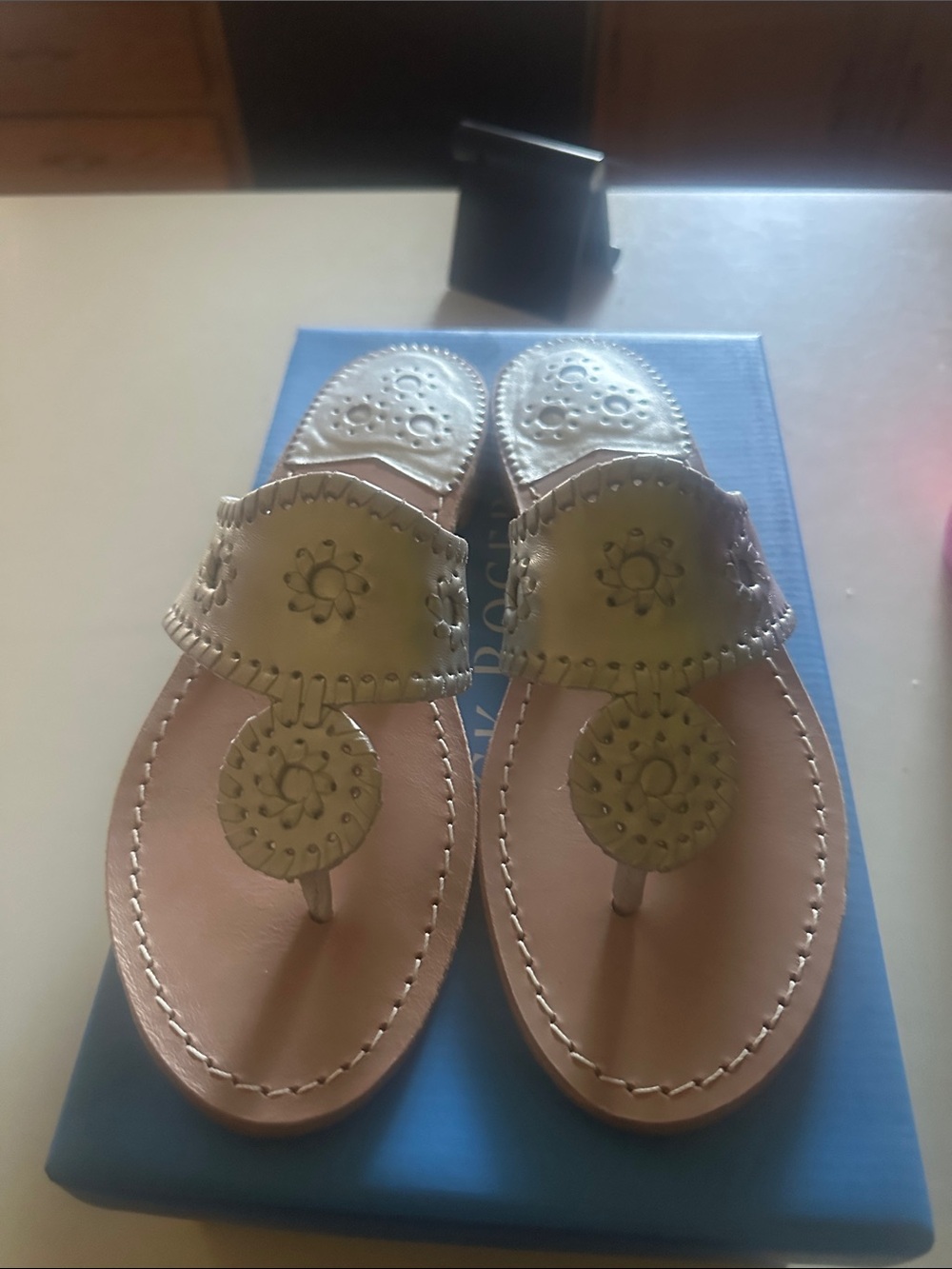 Jack Rogers Flat Sandal Silver Size 7
